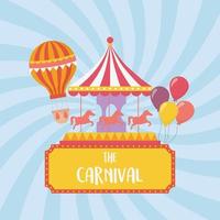 diversão feira carnaval carrossel balões de ar quente recreação entretenimento vetor