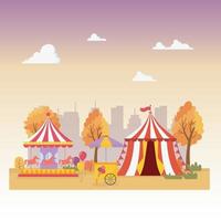 diversão feira carnaval barraca carrossel barraca de sorvete cidade recreação entretenimento vetor