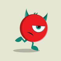 uma desenho animado monstro vermelho com chifres e 1 olhos vetor