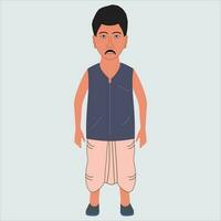 ásia indiano agricultor Vila 2d personagem - agricultor desenho animado personagem frente Visão livre vetor