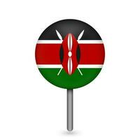 ponteiro de mapa com contry kenya. bandeira do Quênia. ilustração vetorial. vetor