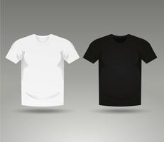 Modelos de t-shirt em branco preto e branco Mens vetor