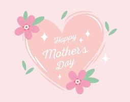 feliz dia das mães, coração flores decorativas folhagem cartão ornamento vetor