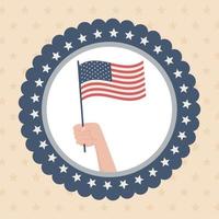 feliz dia do memorial, bandeira americana comemoração com a mão vetor