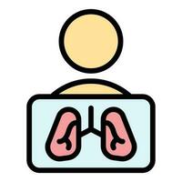 criança diagnóstico pulmões ícone vetor plano