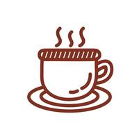 ícone de estilo de linha de bebida de xícara de café vetor