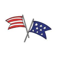 bandeiras cruzadas dos EUA. 4 de julho. ilustração vetorial desenhada à mão vetor