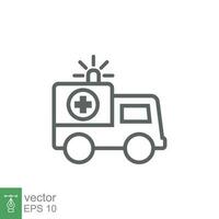 ambulância ícone, esboço emergência carro, remédio furgão, Cuidado médico apoiar, fino linha rede símbolo em branco fundo. vetor ilustração eps 10.