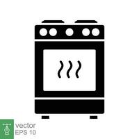 fogão ícone. simples sólido estilo. cozinha equipamento, forno, forno, gás, propano, culinária, restaurante contato. Preto silhueta, glifo símbolo. vetor ilustração isolado em branco fundo. eps 10.