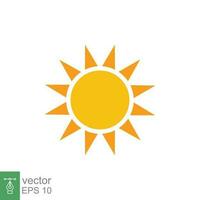 Sol calor ícone. simples plano estilo. brilhar, esquentar, rede, pictograma, luz solar, aquecer, símbolo, clima conceito. vetor ilustração isolado em branco fundo. eps 10