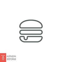 Hamburger ícone. simples esboço estilo. X-Burger, velozes Comida conceito. vetor ilustração isolado em branco fundo. editável acidente vascular encefálico eps 10.