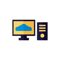 desktop com estilo simples de computação em nuvem vetor