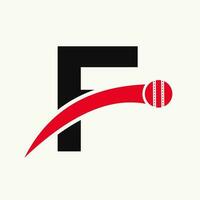 Grilo logotipo em carta f com comovente Grilo bola ícone. Grilo bola logotipo modelo vetor