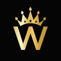 carta W luxo logotipo com coroa símbolo. coroa logótipo modelo vetor