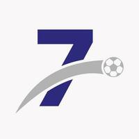 futebol logotipo em carta 7 com comovente futebol ícone. futebol logotipo modelo vetor