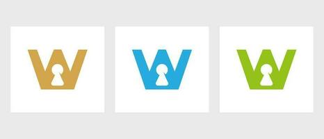 carta W chave aguarde logotipo Projeto. trancado ícone, segurança, proteção, seguro símbolo vetor modelo