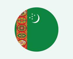 Turquemenistão volta país bandeira. turcomenistão círculo nacional bandeira. turcos turcomeno circular forma botão bandeira. eps vetor ilustração.