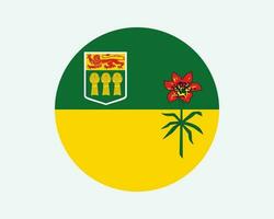 Saskatchewan Canadá volta bandeira. sk, canadense província círculo bandeira. Saskatchewan Canadá circular forma botão bandeira. eps vetor ilustração.