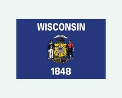 Wisconsin EUA Estado bandeira. bandeira do wi, EUA isolado em branco fundo. Unidos estados, América, americano, Unidos estados do América, nos estado. vetor ilustração.