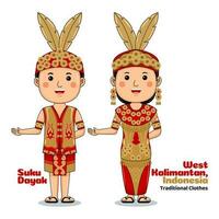 casal vestem oeste Kalimantan indonésio tradicional pano vetor