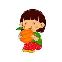 crianças comendo fruta vetor ilustração