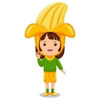 menina crianças banana personagem vetor