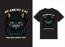 mim e meu gato conversa merda sobre você ilustrado camiseta Projeto vetor