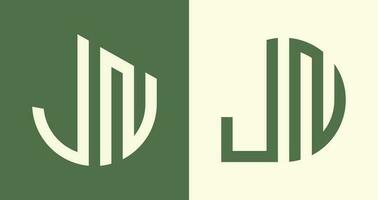 criativo simples inicial cartas JN logotipo desenhos pacote. vetor