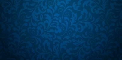 vetor ilustração Sombrio azul fundo com floral enfeite desatado damasco papel de parede para apresentações marketing, conveses, Publicidades, livros capas, digital interfaces, impressão Projeto modelos materiais