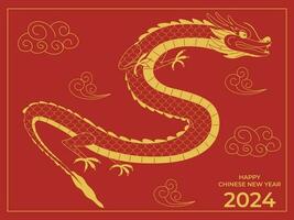 feliz ano novo chinês 2024 signo do zodíaco, ano do dragão vetor