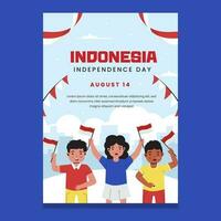 modelo do Indonésia independência dia vertical poster vetor