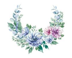 anêmona flores aguarela ilustração. azul, Rosa e roxa anêmonas mão pintado isolado em branco fundo. perfeito para Casamento convites, nupcial chuveiro e floral cumprimento cartões vetor