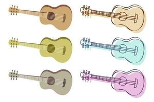 guitarra colorida ilustração definir. acústico guitarras realista e decorativo ilustração coleção. vetor