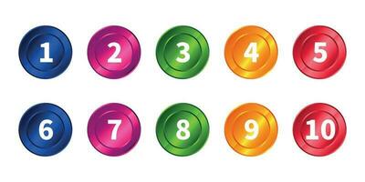 3d colorida números 1 para dez coleção vetor