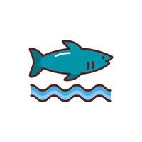 ícone de estilo de cor de linha animal marinho tubarão vetor