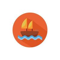 ícone de estilo de bloco de navio veleiro vetor