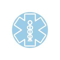 ícone de bloco de símbolo médico do caduceu vetor