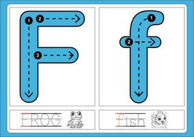 alfabeto exercício com desenho animado vocabulário para coloração livro ilustração, vetor