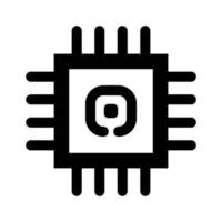 microchip ícone. CPU, central em processamento unidade, computador processador, lasca símbolo dentro círculo. abstrato tecnologia logotipo. simples volta ícone isolado em branco fundo. criativo moderno vetor logotipo