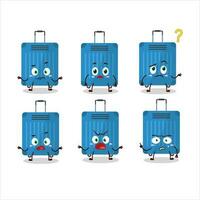 desenho animado personagem do azul bagagem com o que expressão vetor