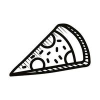 ícone de estilo de linha de doodle de comida de pizza vetor