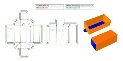 gaveta estilo manga presente caixa joalheria cartão presente caixas, dieline modelo e 3d vetor Arquivo