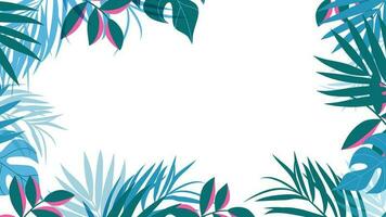 floresta tropical fundo vetor ilustração. selva plantas, monstro, Palma folhas, exótico horário de verão estilo. botânico pano de fundo Projeto para decoração, papel de parede, produtos apresentação, branding.