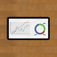 infochart cor em de madeira mesa. gestão e crescimento Estatísticas em exibição digital. vetor ilustração