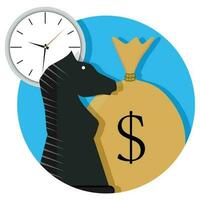 Tempo e dinheiro. criatividade financeiro econômico estratégia. vetor ilustração