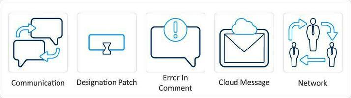 uma conjunto do 5 misturar ícones Como comunicação, designação correção, erro dentro Comente vetor