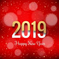 Feliz ano novo 2019 com fundo colorido de confete vetor