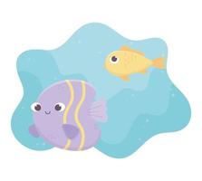 peixes desenhos animados da vida do oceano no fundo do mar vetor