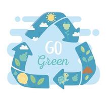 ir verde reciclar energia fauna flora meio ambiente ecologia vetor
