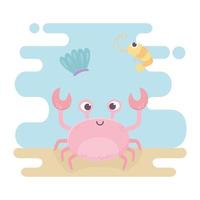 desenho animado da vida de caranguejo e lula no fundo do mar vetor